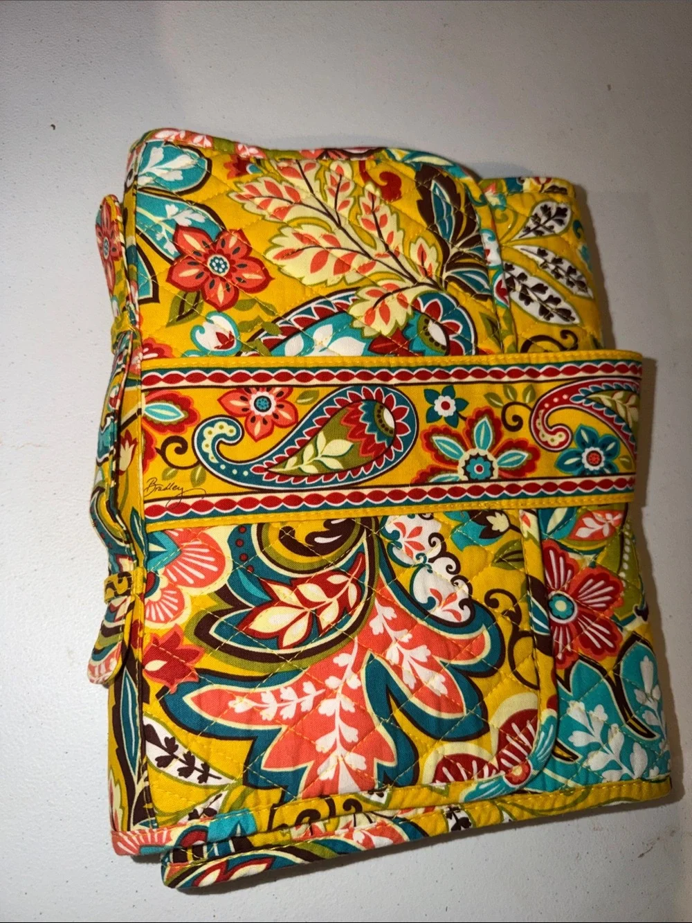 Vera Bradley Yellow Quilted Floral & Paisley Throw